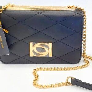 Bebe Abigail Logo Flap Top Black Crossbody Bag - Handbag - Purse - NWT